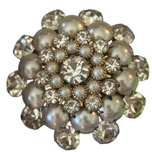 NWT Silver Pearl Gemstone Brooch